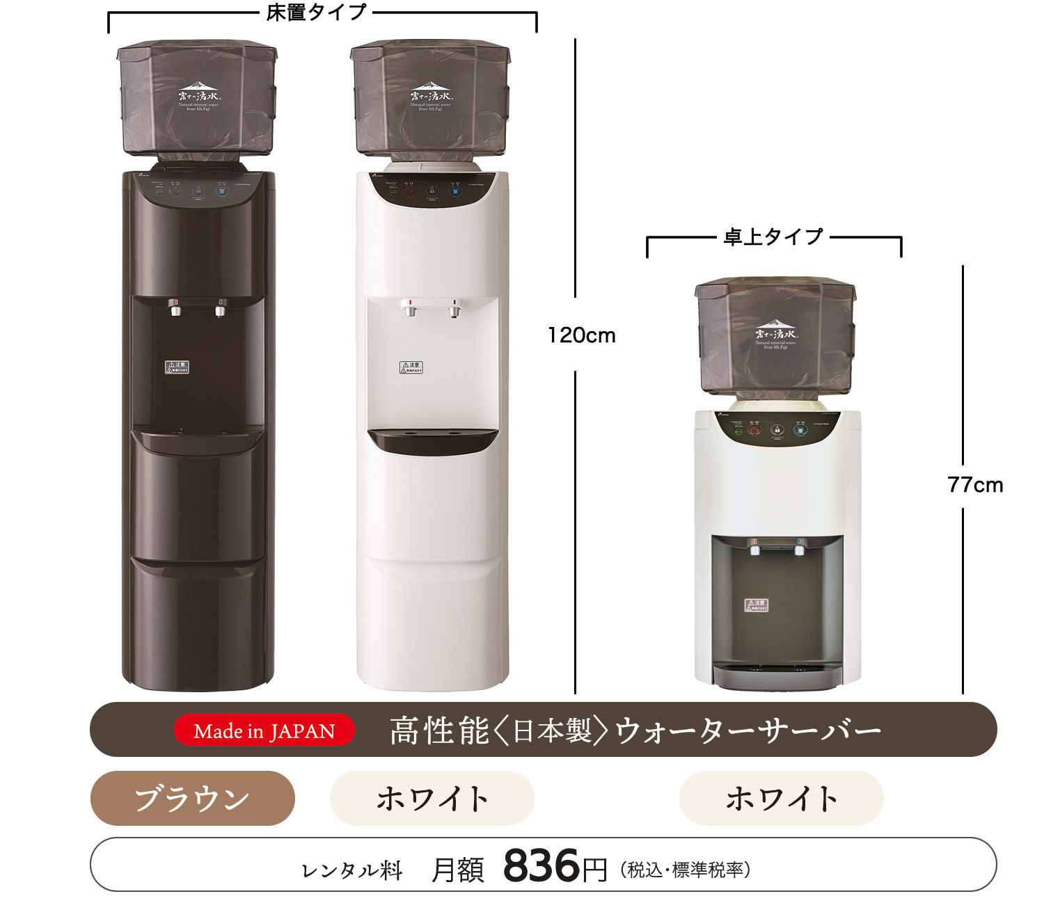 3タイプから選べるウォーターサーバー